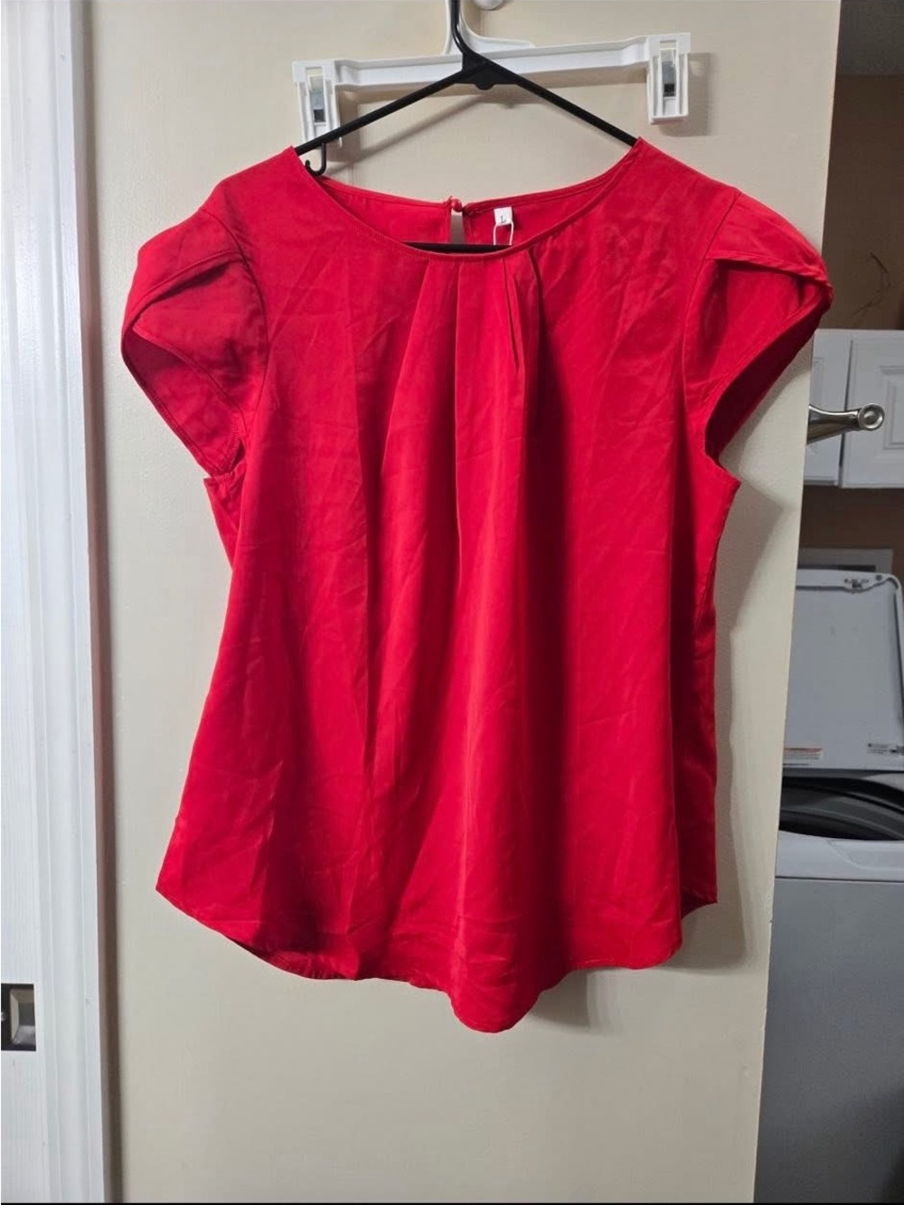 Women’s Red Cap-Sleeve Blouse